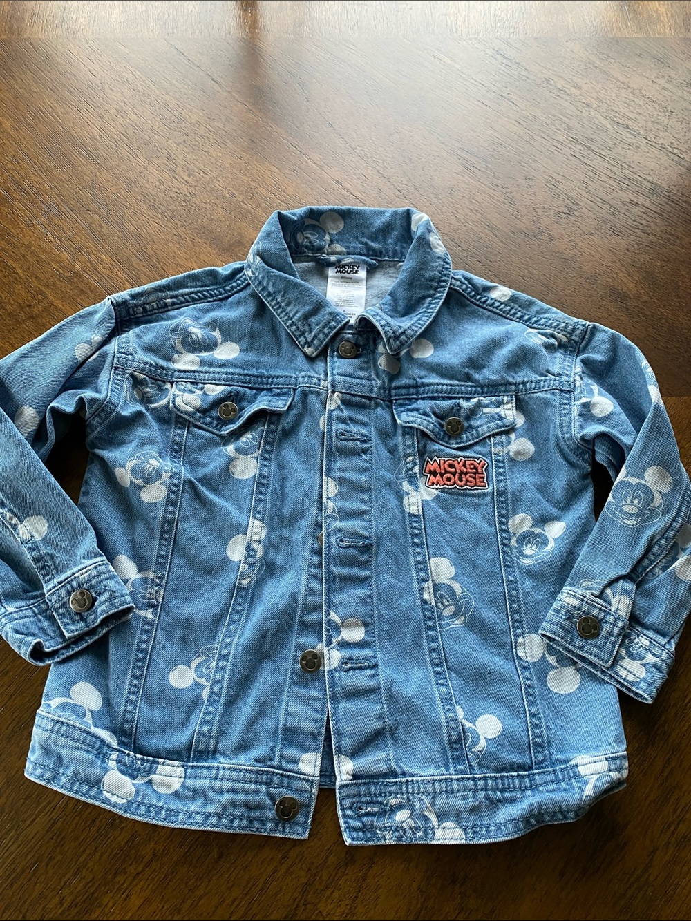 Disney Mickey Mouse All-Over Print Kids Denim Jacket Size 5